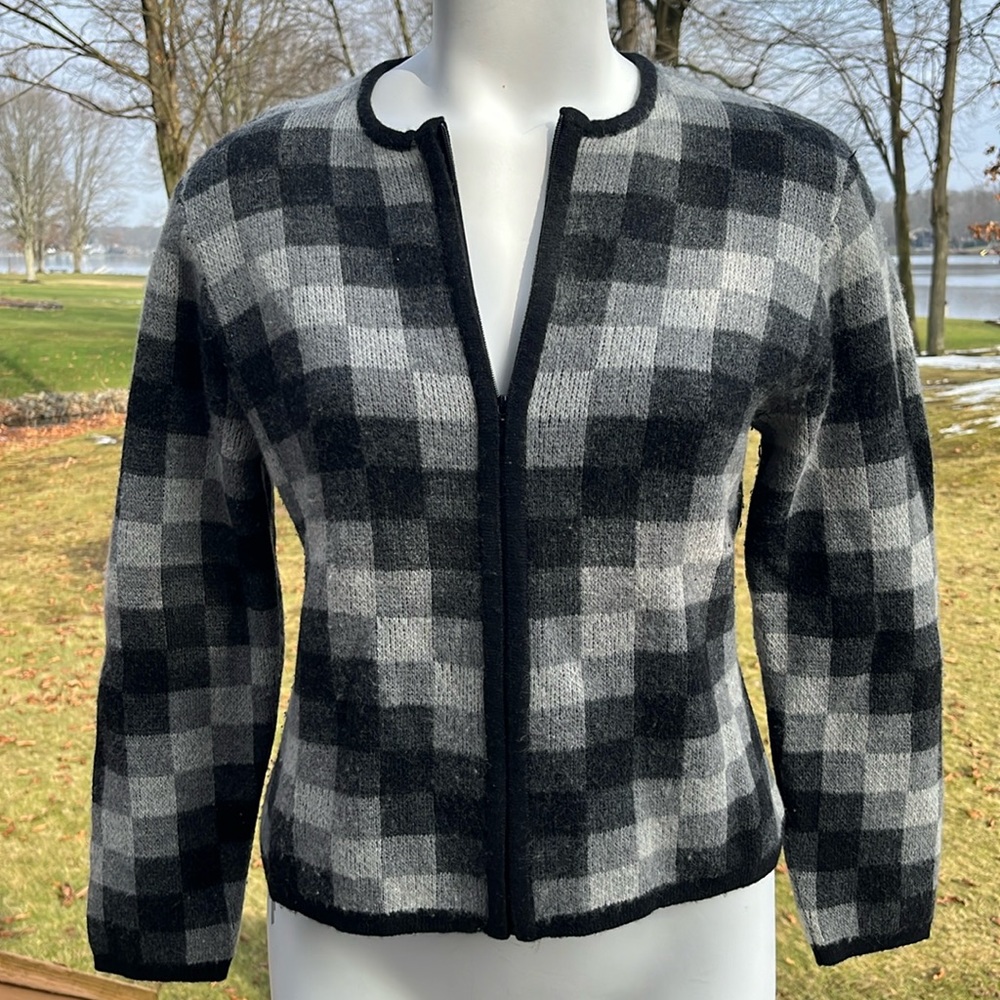 Talbots wool-blend checkered cropped sweater SP